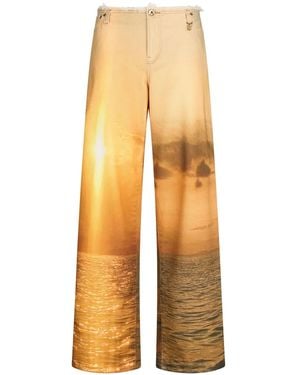 Roberto Cavalli Graphic-Print Trousers - Yellow
