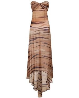 Elisabetta Franchi Carpet Dress With Tiger Print - White