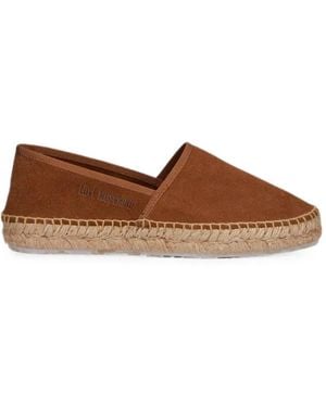 Love Moschino Suede Braided-Sole Espadrilles - Brown