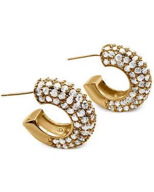 Hzmer Jewelry Tejas Pavé-Crystal Hoop Earrings - White