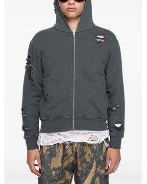 Acne Studios Distressed Jersey Hoodie - Grey