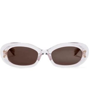 Balmain Chain-Link Oval-Frame Sunglasses - Grey