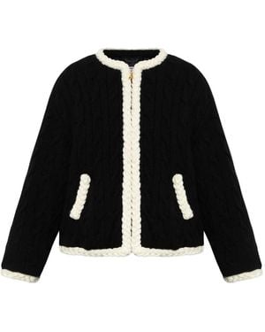Moschino Cable-Knit Elbow-Patch Jacket - Black