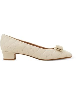 Ferragamo Quilted Vara Bow Pumps - Natural