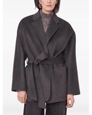 Officine Generale Fama Belted Notch-Lapel Coat - Grey