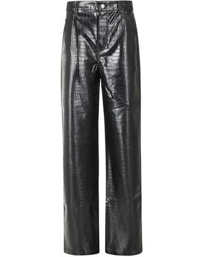 Des Phemmes Pantalones De Cuero Sintético Con Efecto De Piel De Cocodrilo - Negro