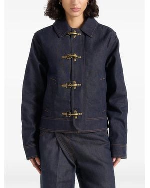 Manière De Voir Nino Jeansjacke Mit Kontrastnähten Und Spangendetail - Blau