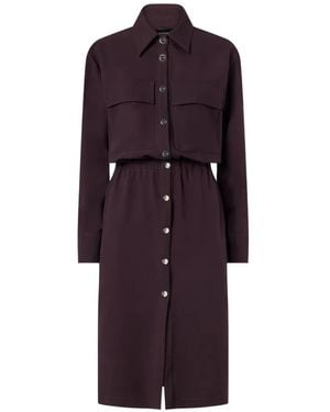 Pinko Elasticated-Waist Shirt Midi Dress - Purple