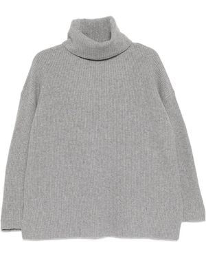Eileen Fisher Jersey De Canalé Con Cuello Vuelto - Gris