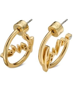 Kurt Geiger Love-Motif Hoop Earrings - Metallic