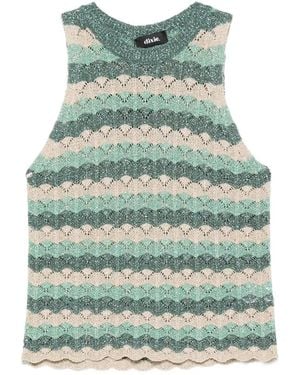 Dixie Striped Crochet-Knit Top - Green