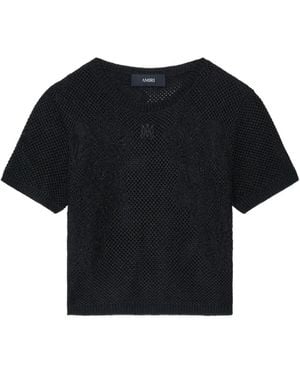 Amiri Open-Knit T-Shirt - Black