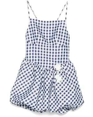 Self-Portrait Gingham-Pattern Sleeveless Mini Dress - Blue