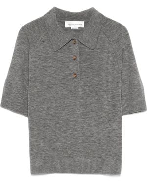 Victoria Beckham Fine-Knit Polo Shirt - Grey