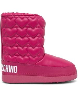 Love Moschino Logo-Print Boots - Pink