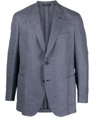 Brioni Blazer À Motif Pied-De-Poule - Blue