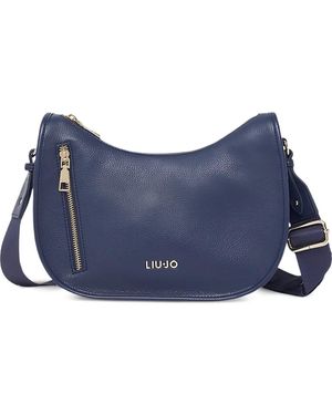 Liu Jo Logo-Plaque Curved Crossbody Bag - Blue
