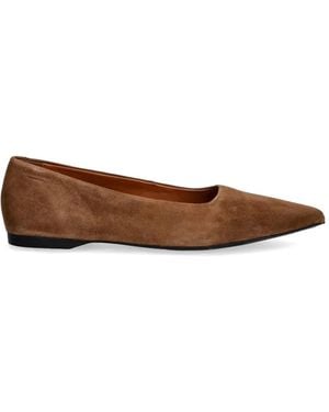 Vagabond Shoemakers Hermine Pointed-Toe Suede Flat Pumps - Brown