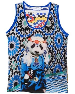 The Artistylist Panda-Printed Tank Top - Blue