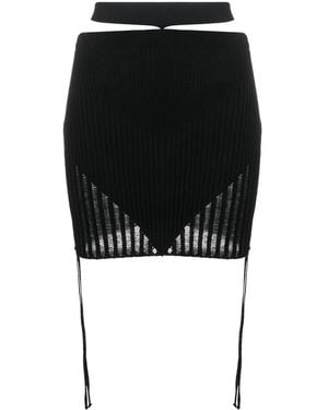 ANDREADAMO Ribbed-Knit Mini Skirt - Black