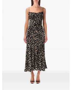 Balmain Midi Leopard-Print Velvet Dress - White