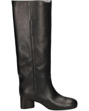 Vic Matié Block-Heel Leather Knee-High Boots - Black
