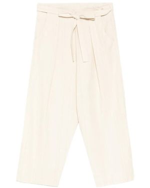 Forme D'expression Tie-Waist Vertical-Stripe Trousers - White