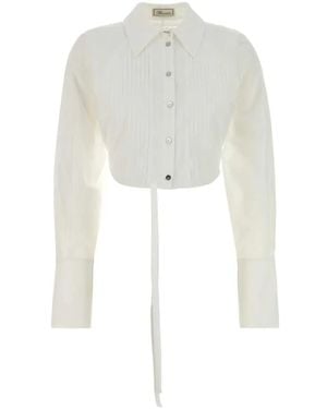 Blumarine Poplin Cropped Shirt - White