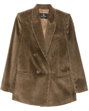 Etro Double-Breasted Corduroy Blazer - Brown