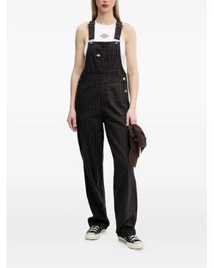 Dickies Pinstripe Cotton Dungarees - Black
