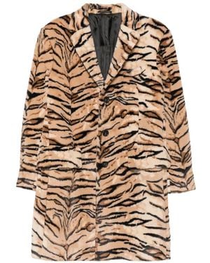 Reveres 1949 Tiger-Print Notched-Lapel Coat - Natural