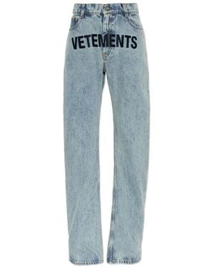 Vetements Logo-Embroidered Jeans - Blue