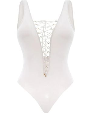 Noire Swimwear Bañador con cordones - Blanco