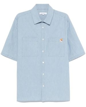 Maison Kitsuné Fox Head Cotton Shirt - Blue