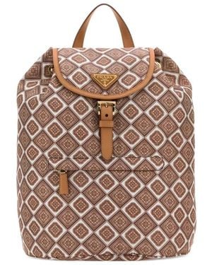 Prada Geometric-Pattern Backpack - Pink