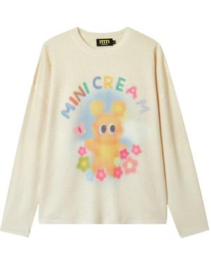 Mini Cream Maglione Con Stampa Grafica - Bianco