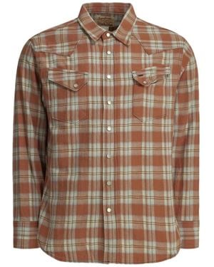 Sugar Cane Jeans Western Check-Pattern Shirt - Brown