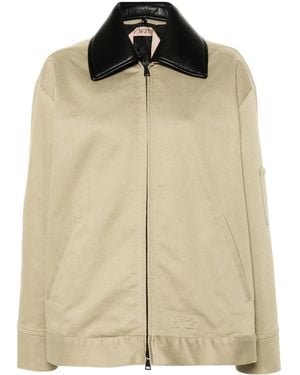 N°21 Embossed-Logo Cotton Jacket - Natural