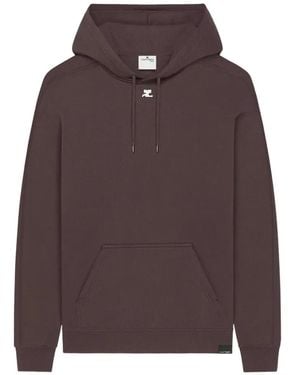Courreges Sudadera De Algodón Con Capucha Y Parche Del Logo - Marrón