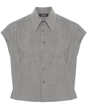 Tシャツ・カットソー FABIANA FILIPPI Cropped shirt with lace collar Fabiana Filippi Lace Cropped Shirt in Natural | Lyst