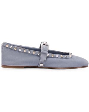Stuart Weitzman Perry Stud-Embellished Ballet Flats - White