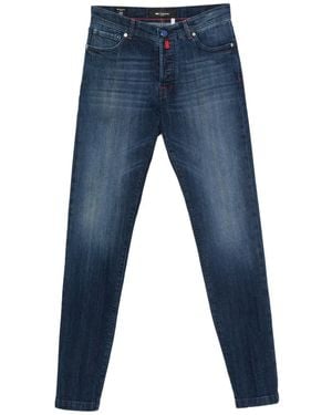 Kiton Whiskering-Effect Jeans - Blue