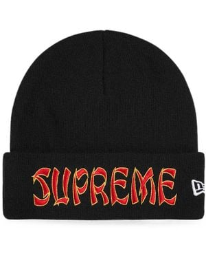 Supreme Logo-Embroidered Beanie Hat - Black
