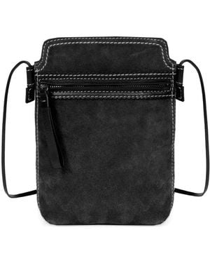 Dries Van Noten Stitching Suede Phone Pouch - Black