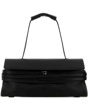 Moschino Tie Me Leather Tote Bag - Black