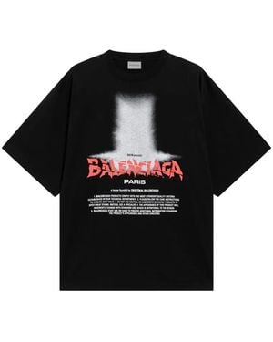 Balenciaga Graphic-Print Oversized T-Shirt - Black