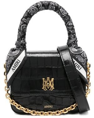 Amiri クロコパターン サッチェルバッグ - ブラック
