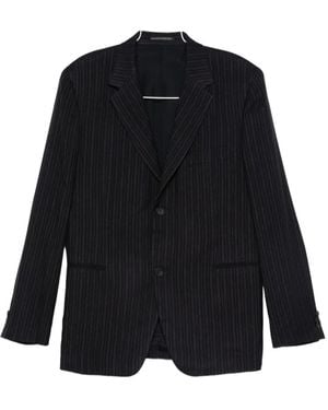 Yohji Yamamoto Striped single-breasted blazer - Schwarz