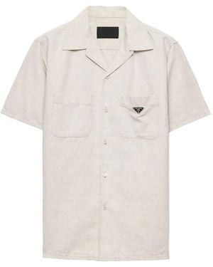 Prada Hemd Mit Emailliertem Logo - Weiß