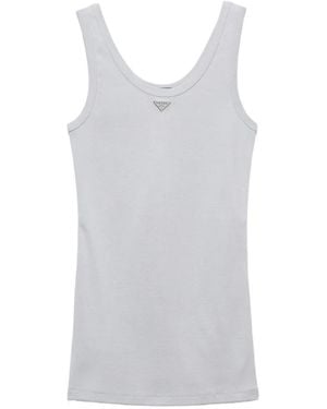 Prada Ribbed Knit Tank Top - White